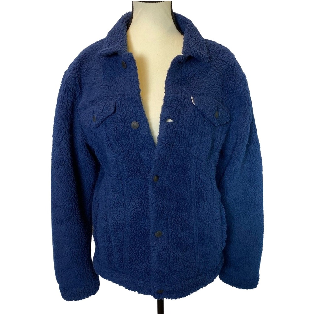 Levi's Kids Teddy Sherpa Jacket Size XL Navy Blue Cozy Warm Casual